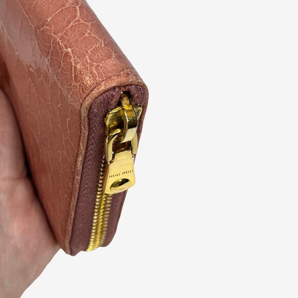 Miu Miu Croc Embossed Leather Zip Around Wallet Blush Pink Box Made In Italy - Picture 8 of 16